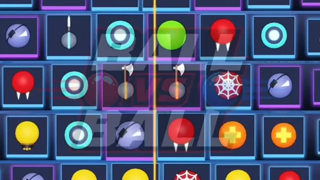 In-game Ball Gacha roulette grid showing rarity tiles for Vampire Ball, Spider Ball, Blade Ball, Axe Ball, Cell Ball, and Burst Ball