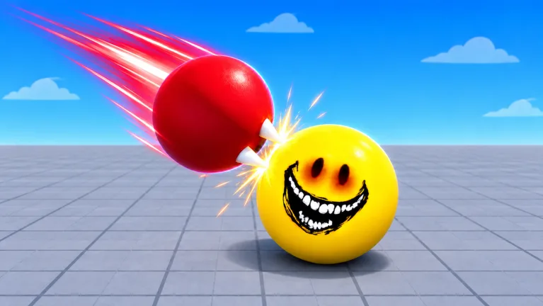 Official Ball VS Ball widescreen artwork showing high-speed spike impact in the arena